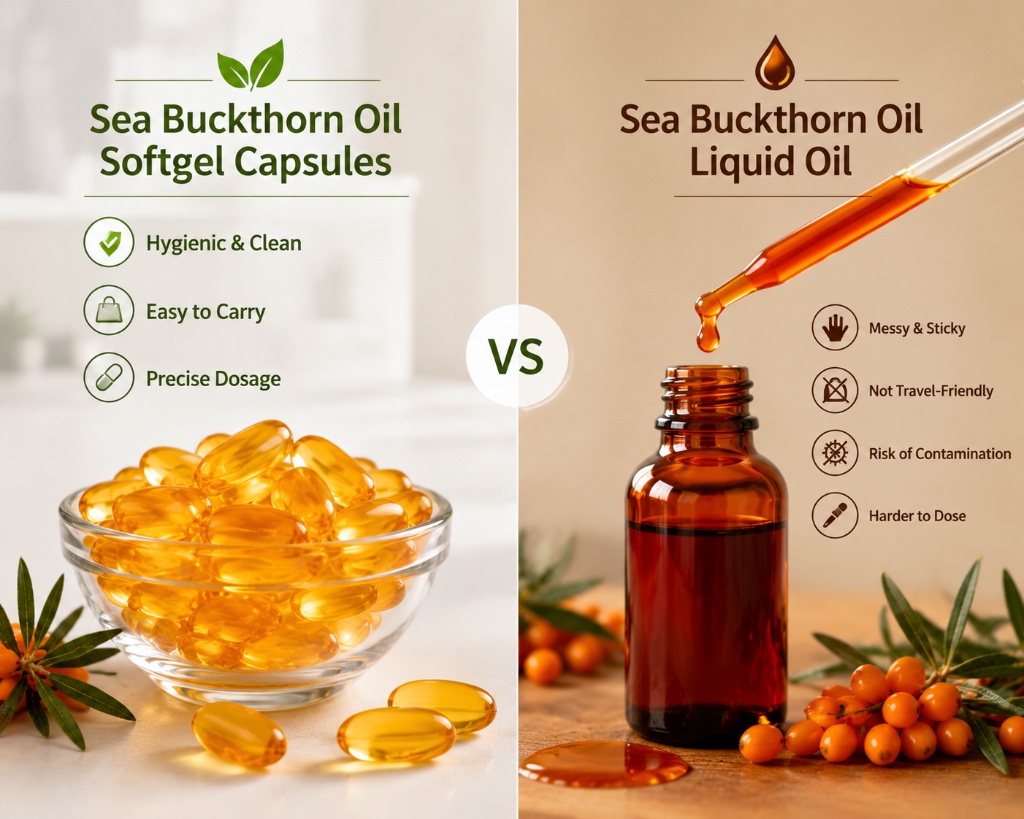 Oral sea buckthorn oil capsules for vaginal dryness relief